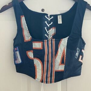 Frankie Collective - Chicago Bears Blue and Orange Reworked Lace-Up Corset Top